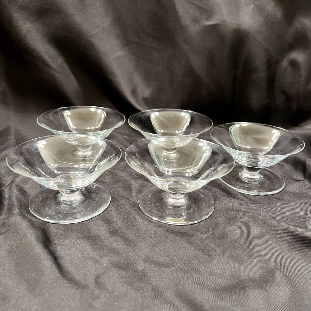 5 PCs Baccarat‎ Champagne / Dessert / Sherbet Glass Cup Stemware AS IS Vintage